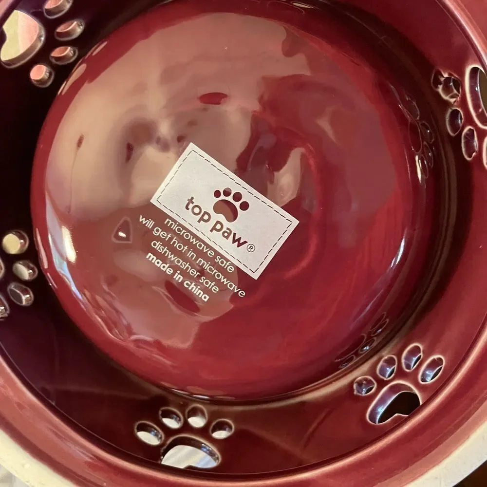 Top Paw Purple Plum Stoneware Dog Bowls